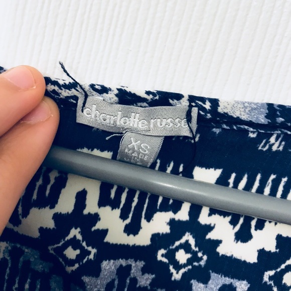 Blue and White Crop Top with Cutouts - Picture 2 of 4